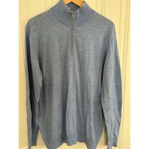 Hagen Carmel CA Mens XL Blue Cotton Cashmere Blend Quarter Zip Sweater Coastal